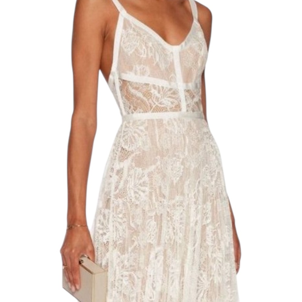 Alexis Isabella white lace pleated dress size large gown